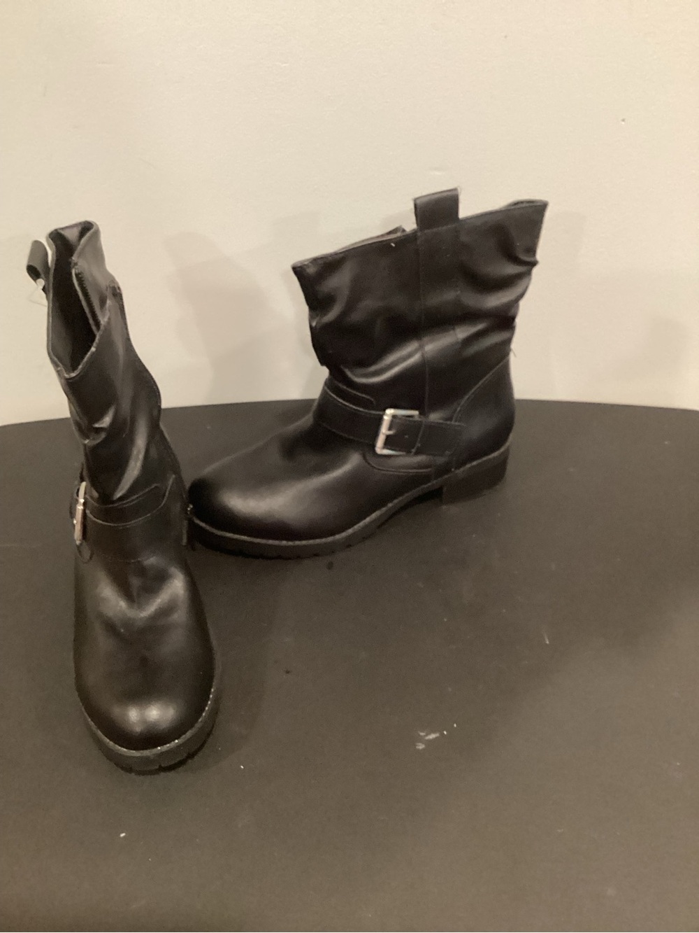 Arizona Jean Company Black Buckle Mid-Calf Moto Boots